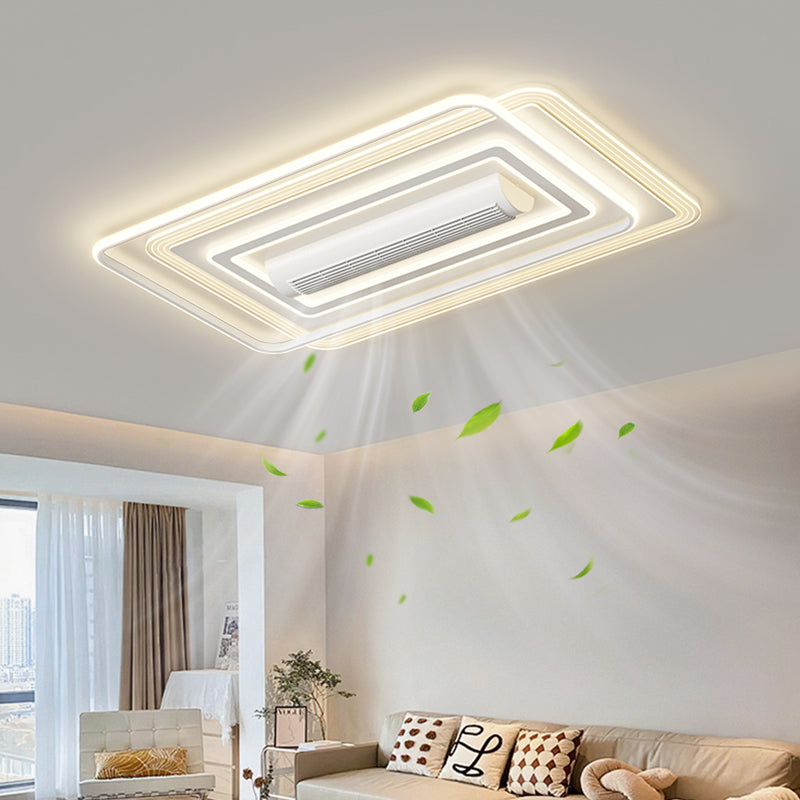 （BF270）BEMFAN 2026 New Bladeless Ceiling Fan with Light, three color dimming, 43-inch*28-inch Modern  Ceiling Fan with Remote Control and Dimmable LED Light, 6-Speed Fan Light, Suitable for Bedroom and Living Room,Applicable Voltage Range: 100-240V