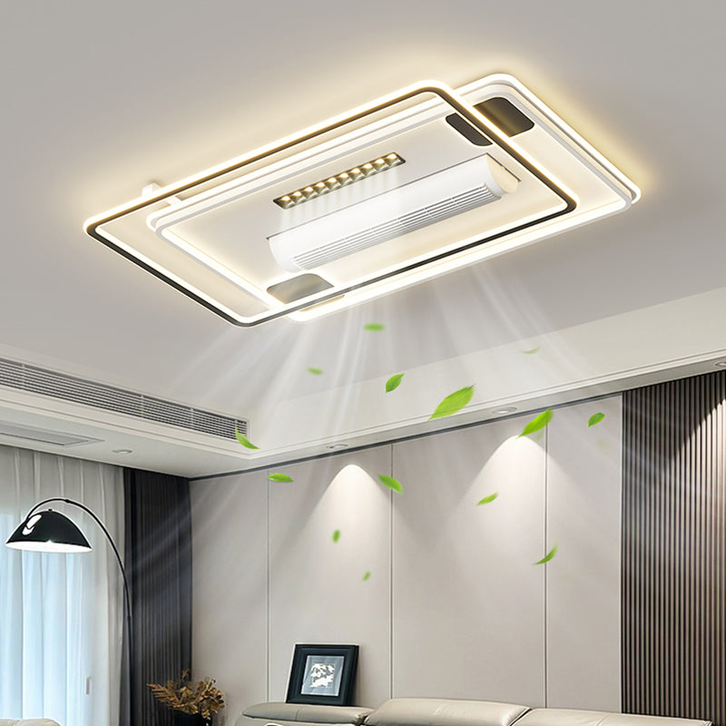 （BF267）BEMFAN 2026 New Bladeless Ceiling Fan with Light, three color dimming, 43-inch*28-inch Modern  Ceiling Fan with Remote Control and Dimmable LED Light, 6-Speed Fan Light, Suitable for Bedroom and Living Room,Applicable Voltage Range: 100-240V