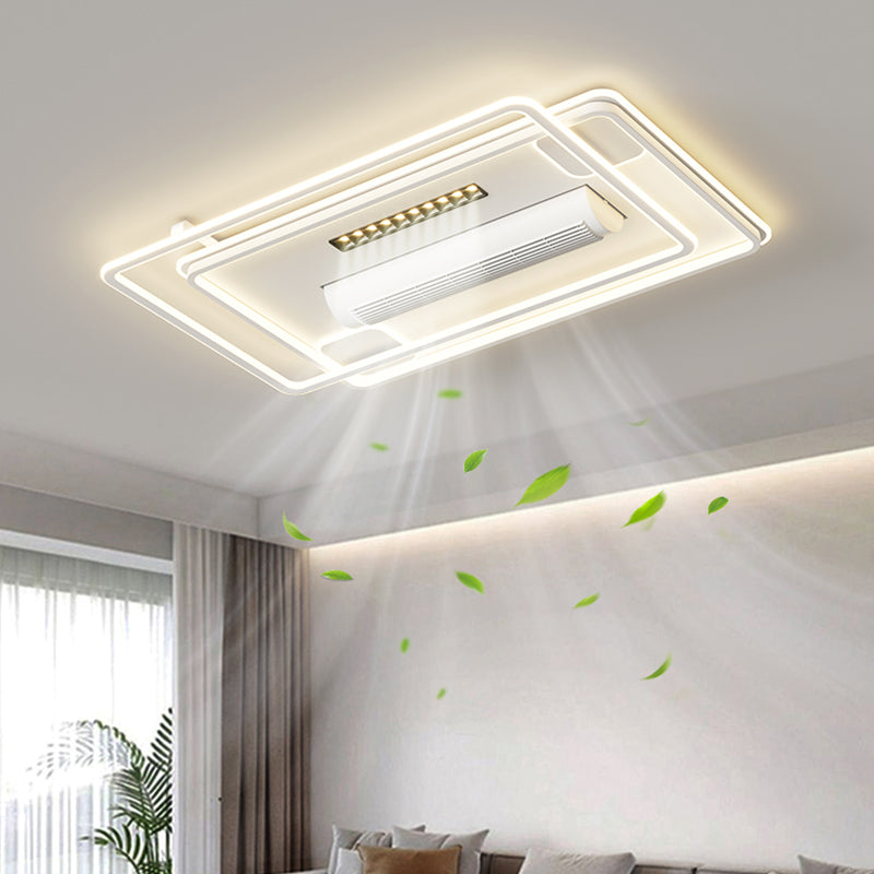 （BF267）BEMFAN 2026 New Bladeless Ceiling Fan with Light, three color dimming, 43-inch*28-inch Modern  Ceiling Fan with Remote Control and Dimmable LED Light, 6-Speed Fan Light, Suitable for Bedroom and Living Room,Applicable Voltage Range: 100-240V