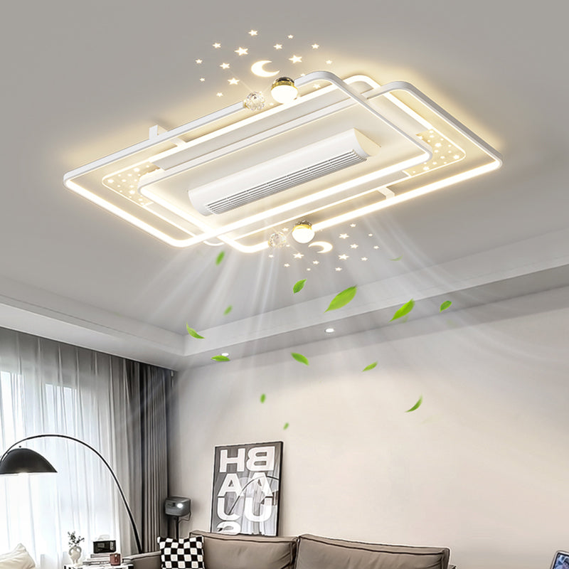 （BF265）BEMFAN 2026 New Bladeless Ceiling Fan with Light, three color dimming, 43-inch*28-inch Modern  Ceiling Fan with Remote Control and Dimmable LED Light, 6-Speed Fan Light, Suitable for Bedroom and Living Room,Applicable Voltage Range: 100-240V