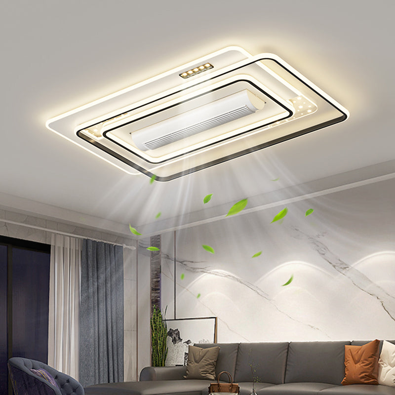（BF266）BEMFAN 2026 New Bladeless Ceiling Fan with Light, three color dimming, 43-inch*28-inch Modern  Ceiling Fan with Remote Control and Dimmable LED Light, 6-Speed Fan Light, Suitable for Bedroom and Living Room,Applicable Voltage Range: 100-240V