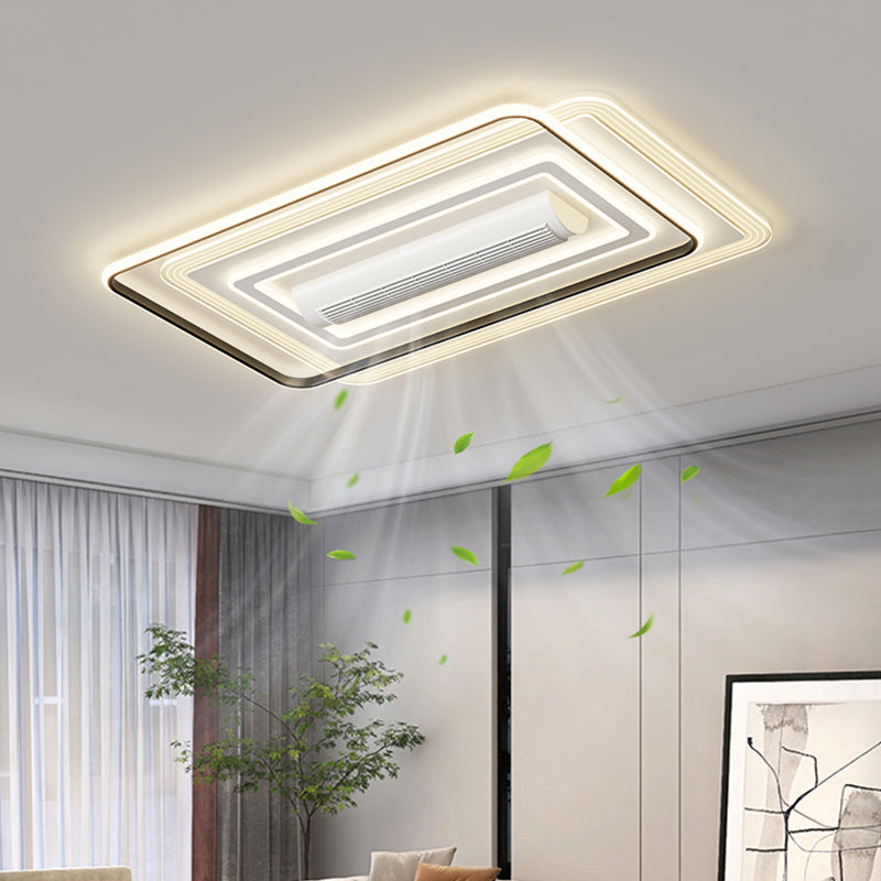 （BF270）BEMFAN 2026 New Bladeless Ceiling Fan with Light, three color dimming, 43-inch*28-inch Modern  Ceiling Fan with Remote Control and Dimmable LED Light, 6-Speed Fan Light, Suitable for Bedroom and Living Room,Applicable Voltage Range: 100-240V