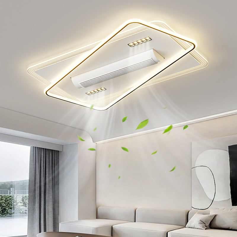 （BF264）BEMFAN 2026 New Bladeless Ceiling Fan with Light, three color dimming, 43-inch*28-inch Modern  Ceiling Fan with Remote Control and Dimmable LED Light, 6-Speed Fan Light, Suitable for Bedroom and Living Room,Applicable Voltage Range: 100-240V