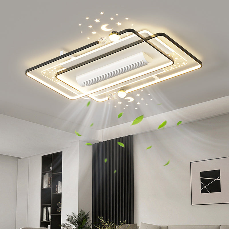 （BF265）BEMFAN 2026 New Bladeless Ceiling Fan with Light, three color dimming, 43-inch*28-inch Modern  Ceiling Fan with Remote Control and Dimmable LED Light, 6-Speed Fan Light, Suitable for Bedroom and Living Room,Applicable Voltage Range: 100-240V