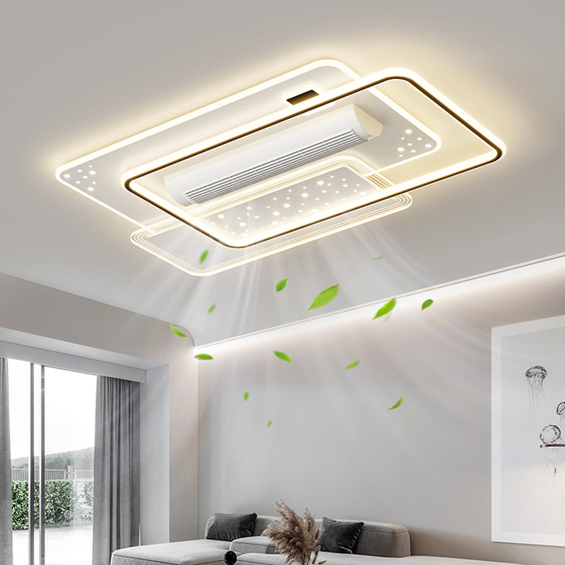 （BF263）BEMFAN 2026 New Bladeless Ceiling Fan with Light, three color dimming, 43-inch*28-inch Modern  Ceiling Fan with Remote Control and Dimmable LED Light, 6-Speed Fan Light, Suitable for Bedroom and Living Room,Applicable Voltage Range: 100-240V