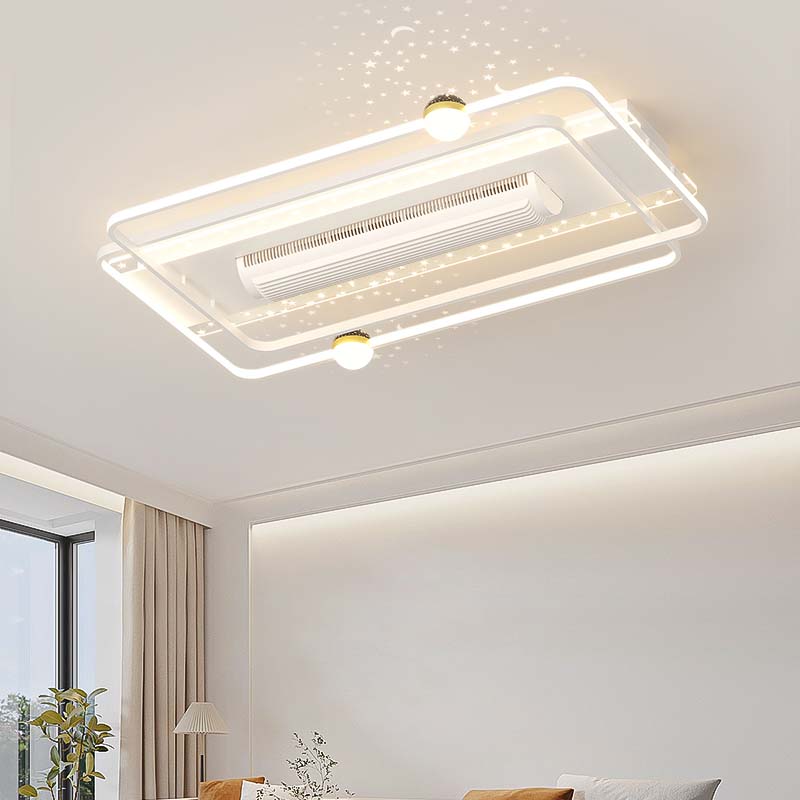 （BF261）BEMFAN 2026 New Bladeless Ceiling Fan with Light, three color dimming, 43-inch*28-inch Modern  Ceiling Fan with Remote Control and Dimmable LED Light, 6-Speed Fan Light, Suitable for Bedroom and Living Room,Applicable Voltage Range: 100-240V