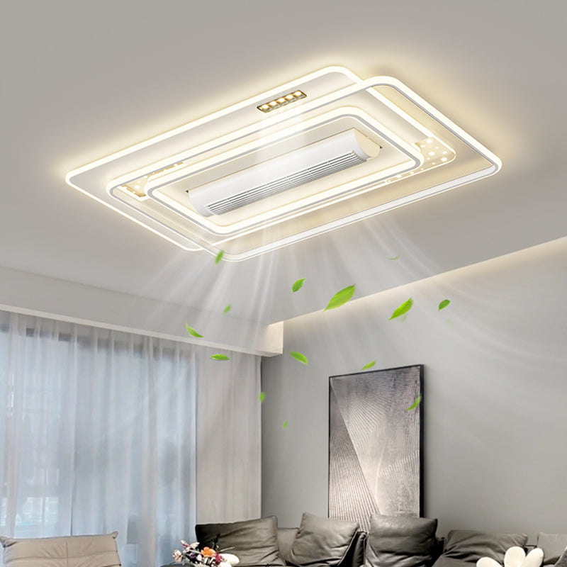 （BF266）BEMFAN 2026 New Bladeless Ceiling Fan with Light, three color dimming, 43-inch*28-inch Modern  Ceiling Fan with Remote Control and Dimmable LED Light, 6-Speed Fan Light, Suitable for Bedroom and Living Room,Applicable Voltage Range: 100-240V