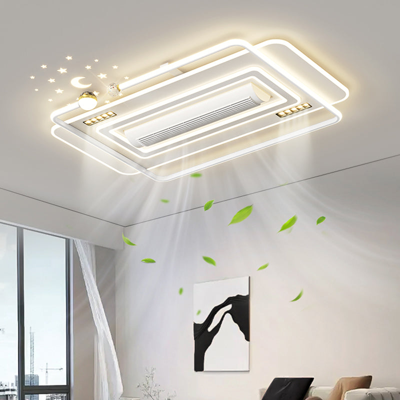 （BF268）BEMFAN 2026 New Bladeless Ceiling Fan with Light, three color dimming, 43-inch*28-inch Modern  Ceiling Fan with Remote Control and Dimmable LED Light, 6-Speed Fan Light, Suitable for Bedroom and Living Room,Applicable Voltage Range: 100-240V