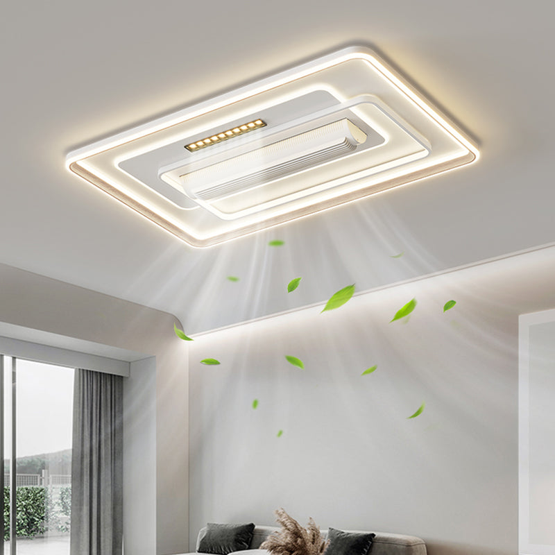 （BF269）BEMFAN 2026 New Bladeless Ceiling Fan with Light, three color dimming, 43-inch*28-inch Modern  Ceiling Fan with Remote Control and Dimmable LED Light, 6-Speed Fan Light, Suitable for Bedroom and Living Room,Applicable Voltage Range: 100-240V