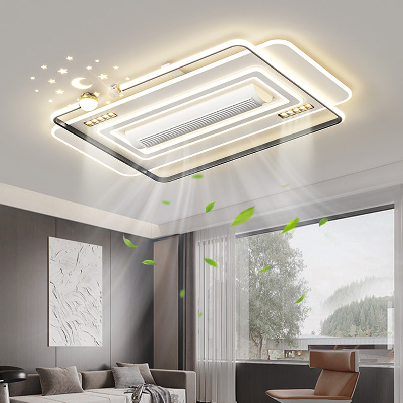 （BF268）BEMFAN 2026 New Bladeless Ceiling Fan with Light, three color dimming, 43-inch*28-inch Modern  Ceiling Fan with Remote Control and Dimmable LED Light, 6-Speed Fan Light, Suitable for Bedroom and Living Room,Applicable Voltage Range: 100-240V