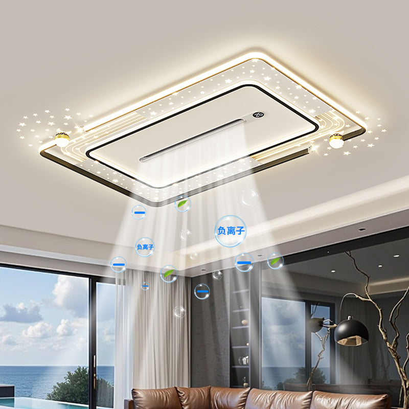 （BF249）BEMFAN 2026 New Bladeless Ceiling Fan with Light, three color dimming, 43-inch*28-inch Modern  Ceiling Fan with Remote Control and Dimmable LED Light, 6-Speed Fan Light, Suitable for Bedroom and Living Room,Applicable Voltage Range: 100-240V