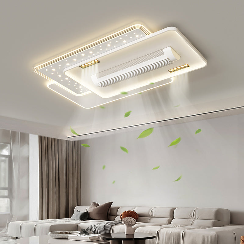 （BF253）BEMFAN 2026 New Bladeless Ceiling Fan with Light, three color dimming, 43-inch*28-inch Modern  Ceiling Fan with Remote Control and Dimmable LED Light, 6-Speed Fan Light, Suitable for Bedroom and Living Room,Applicable Voltage Range: 100-240V