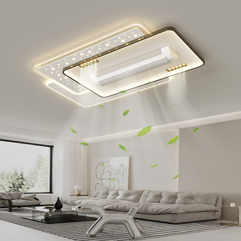 （BF253）BEMFAN 2026 New Bladeless Ceiling Fan with Light, three color dimming, 43-inch*28-inch Modern  Ceiling Fan with Remote Control and Dimmable LED Light, 6-Speed Fan Light, Suitable for Bedroom and Living Room,Applicable Voltage Range: 100-240V