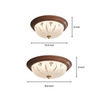 Retro Flush Mount Ceiling Lights American Walnut-Colored Glass Lamp