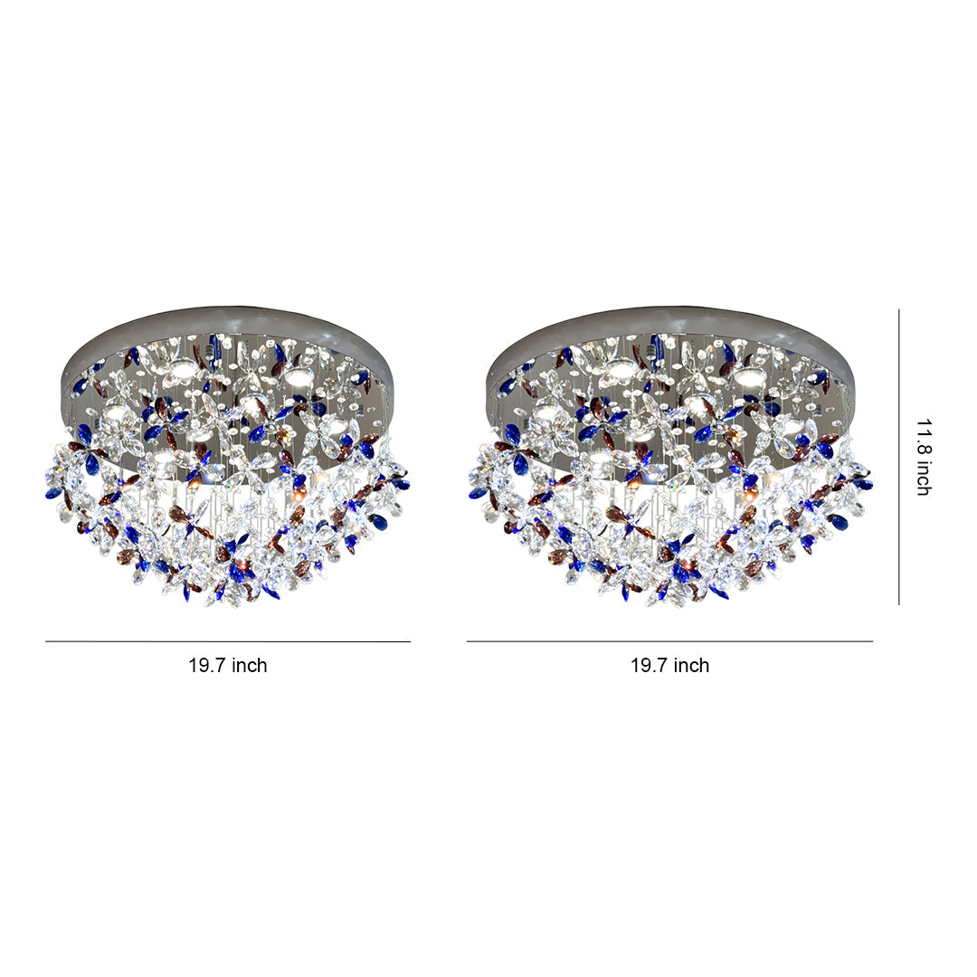 Crystal Flush Mount Lights French Round  LED Romantic Ceiling Light