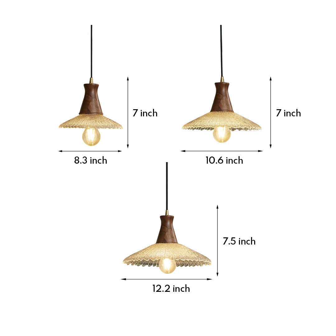 Wood Light Pendant Wabi Sabi Style Glass Pendant Light