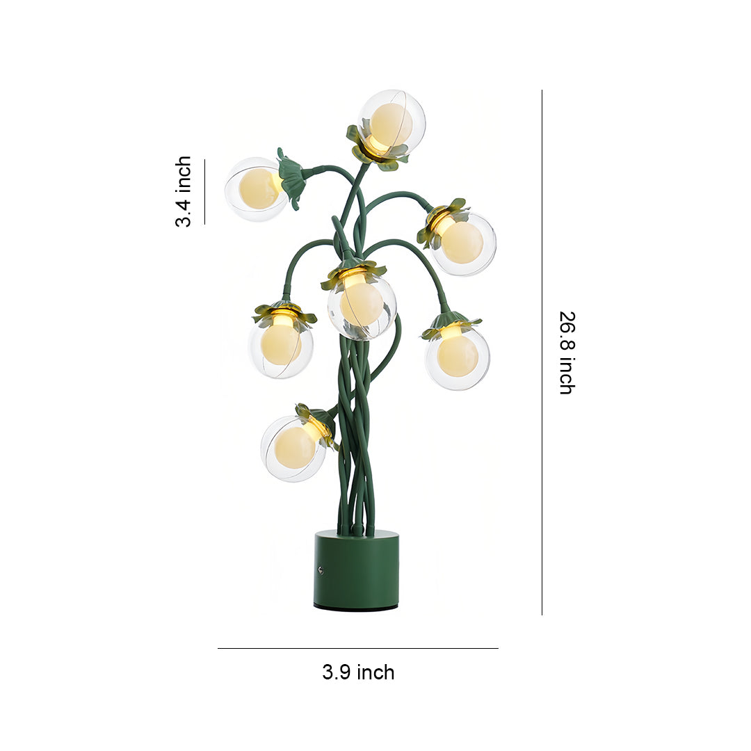 Retro Green Table Lamp French Floral  Artistic Globe Decorative Light