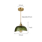 Nordic Pendant Light Hammered Glass and Brass Light