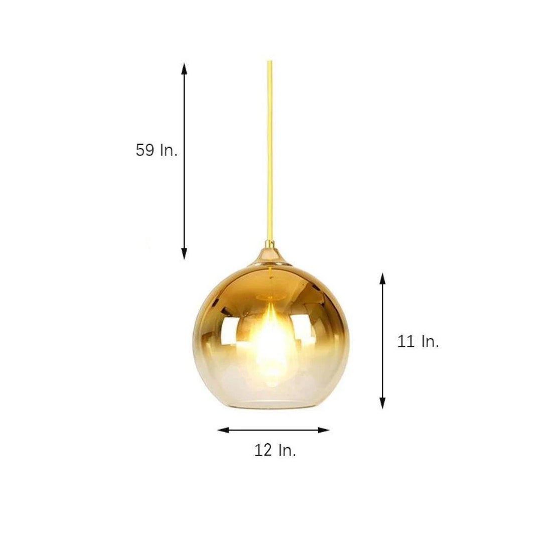 Gradient Color Glass Metal Globe Kitchen Island Pendant Lighting Ceiling Light