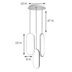 Modern Curved 3 Oval Chandeliers Aluminum Ceiling Light