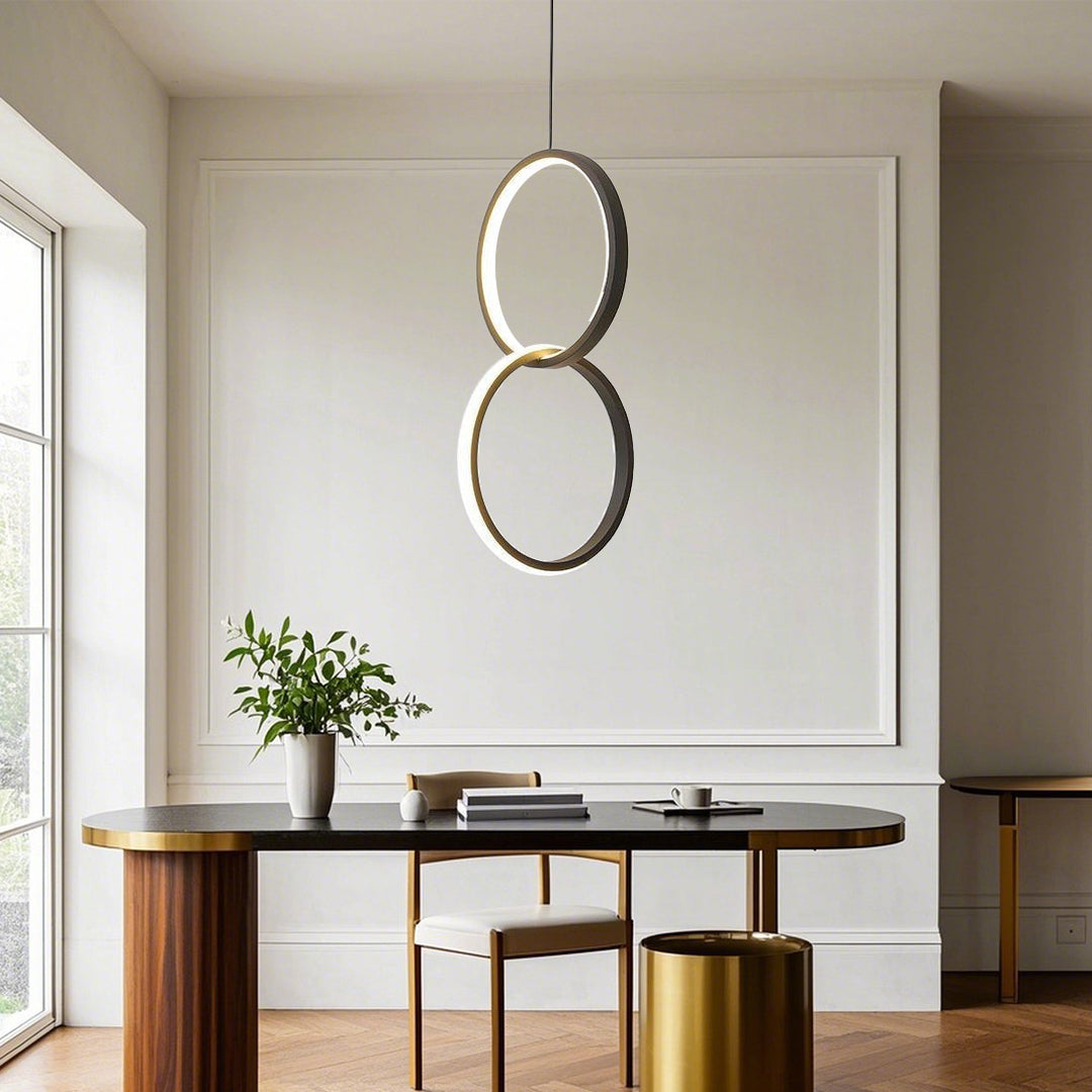 Interlocking Dual Ring Design Pendant Lighting Aluminum Acrylic LED Ceiling Light