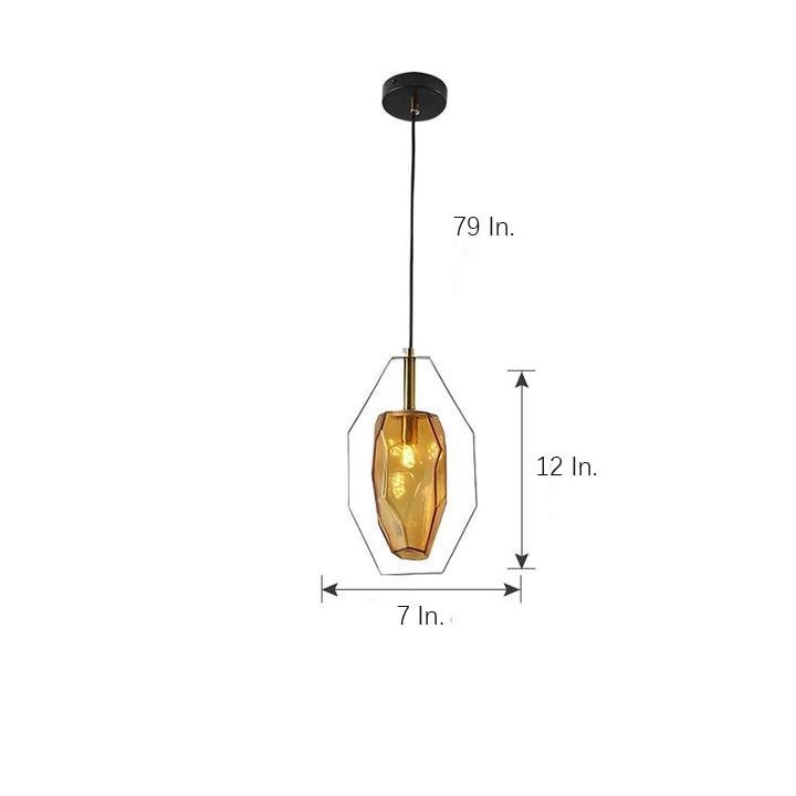 Nordic Yellow Glass Shades Pendant Lights Electroplated Metal Ceiling Light