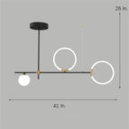 Circles LED Black Modern Chandeliers Island Lights Hanging Lamp Pendant Light