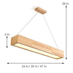 LED Rectangular Chandelier Wood Rustic Ceiling Lighting