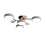 2-Piece Study Lighting Set: LED Semi-Flush Mount & Wood Desk Lamp
