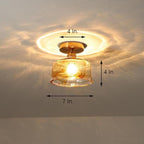 Creative Glass Lantern LED Electroplated Nordic Semi-Flush Mount Ceiling Lighting