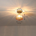 Creative Glass Lantern LED Electroplated Nordic Semi-Flush Mount Ceiling Lighting