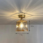 Creative Glass Lantern LED Electroplated Nordic Semi-Flush Mount Ceiling Lighting