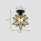 Geometric Multi Pointed Star Ceiling Light Metal Glass Semi-Flush Mount Lighting