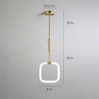 Square Pendant Light Copper Acrylic Geometrical LED Ceiling Lights