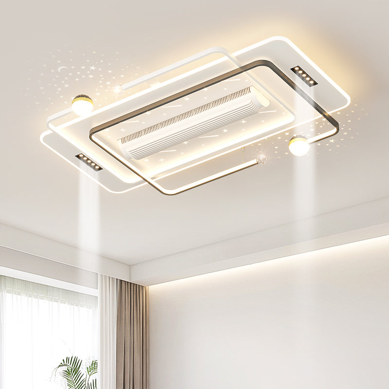 （BF260）BEMFAN 2026 New Bladeless Ceiling Fan with Light, three color dimming, 43-inch*28-inch Modern  Ceiling Fan with Remote Control and Dimmable LED Light, 6-Speed Fan Light, Suitable for Bedroom and Living Room,Applicable Voltage Range: 100-240V