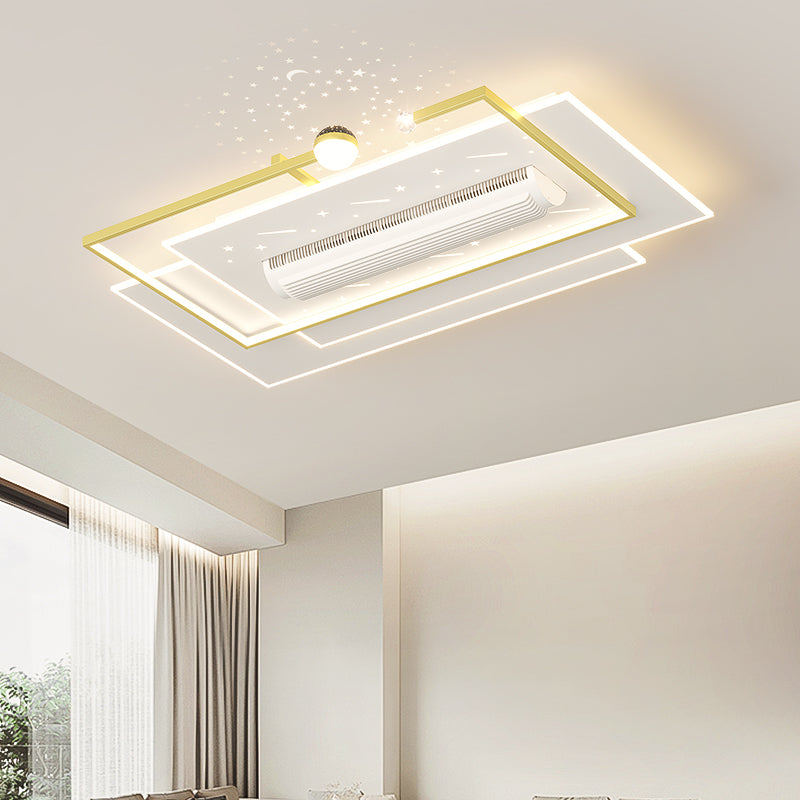 （BF257）BEMFAN 2026 New Bladeless Ceiling Fan with Light, three color dimming, 43-inch*28-inch Modern  Ceiling Fan with Remote Control and Dimmable LED Light, 6-Speed Fan Light, Suitable for Bedroom and Living Room,Applicable Voltage Range: 100-240V