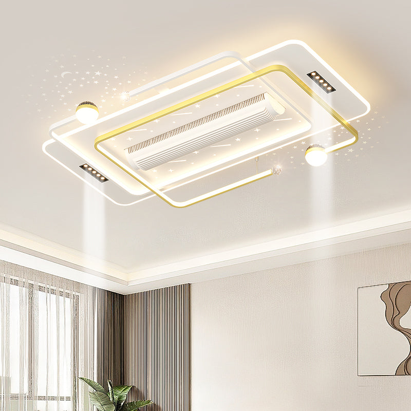 （BF260）BEMFAN 2026 New Bladeless Ceiling Fan with Light, three color dimming, 43-inch*28-inch Modern  Ceiling Fan with Remote Control and Dimmable LED Light, 6-Speed Fan Light, Suitable for Bedroom and Living Room,Applicable Voltage Range: 100-240V