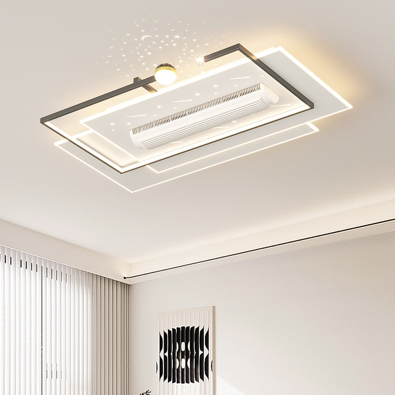 （BF257）BEMFAN 2026 New Bladeless Ceiling Fan with Light, three color dimming, 43-inch*28-inch Modern  Ceiling Fan with Remote Control and Dimmable LED Light, 6-Speed Fan Light, Suitable for Bedroom and Living Room,Applicable Voltage Range: 100-240V