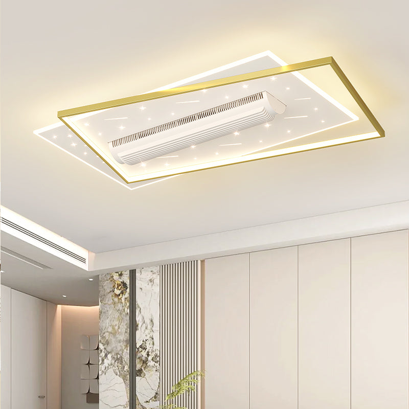 （BF258）BEMFAN 2026 New Bladeless Ceiling Fan with Light, three color dimming, 43-inch*28-inch Modern  Ceiling Fan with Remote Control and Dimmable LED Light, 6-Speed Fan Light, Suitable for Bedroom and Living Room,Applicable Voltage Range: 100-240V