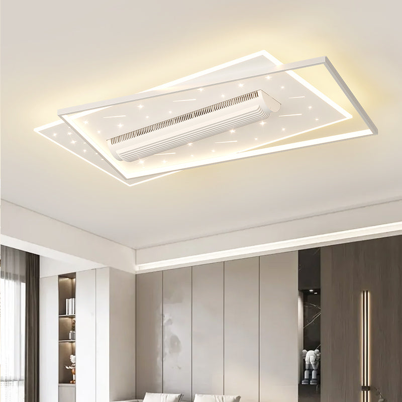 （BF258）BEMFAN 2026 New Bladeless Ceiling Fan with Light, three color dimming, 43-inch*28-inch Modern  Ceiling Fan with Remote Control and Dimmable LED Light, 6-Speed Fan Light, Suitable for Bedroom and Living Room,Applicable Voltage Range: 100-240V