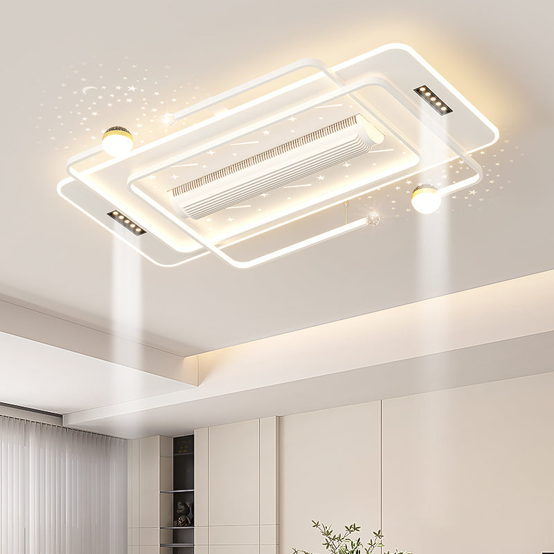 （BF260）BEMFAN 2026 New Bladeless Ceiling Fan with Light, three color dimming, 43-inch*28-inch Modern  Ceiling Fan with Remote Control and Dimmable LED Light, 6-Speed Fan Light, Suitable for Bedroom and Living Room,Applicable Voltage Range: 100-240V