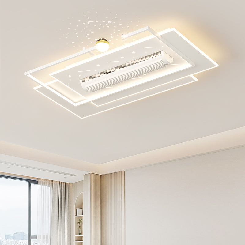 （BF257）BEMFAN 2026 New Bladeless Ceiling Fan with Light, three color dimming, 43-inch*28-inch Modern  Ceiling Fan with Remote Control and Dimmable LED Light, 6-Speed Fan Light, Suitable for Bedroom and Living Room,Applicable Voltage Range: 100-240V