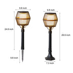 Modern Matte Black Solar Caged Lanterns