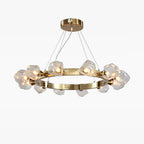 Gold Round Polished Brass Ring Chandelier