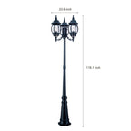 Waterproof 3 Lights Black European Style Garden Lamp Post Lights