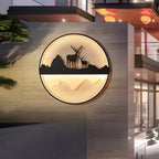 Silhouette Wall Light Outdoor Deer and Mountain LED Light