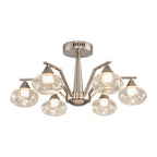 Sputnik Mid Century Semi-Flush Mount Lighting Silver Metal Ceiling Light
