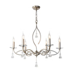 Candle Stick Chandelier Iron Silver Finish Crystal Ceiling Light