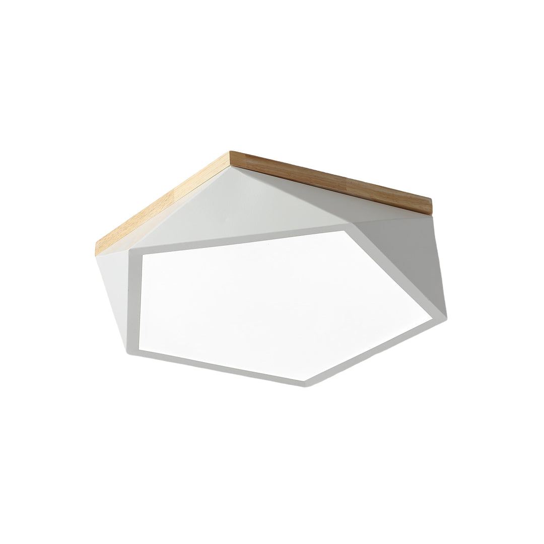 Colorful Flush Mount Ceiling Light Nordic Geometric Wooden Ceiling Lamp