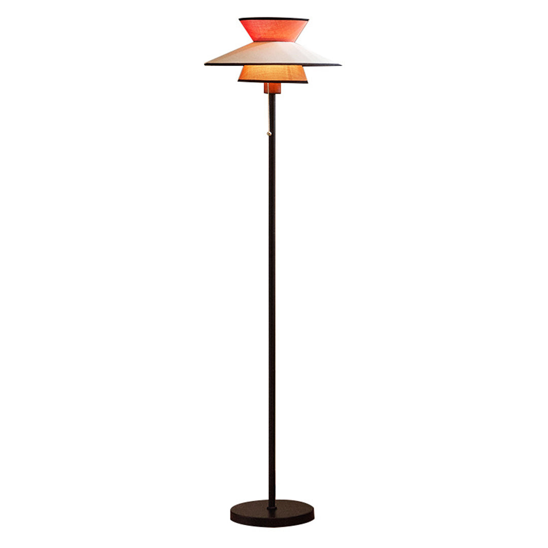 Ambient Floor Lamps Vintage with Pull Chain Switch Fabric Shade Light